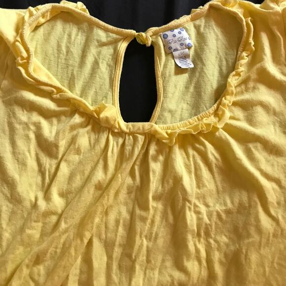 Anthropologie Ric Rac Yellow Ruffle Keyhole Back Blouse Top M - Picture 7 of 8